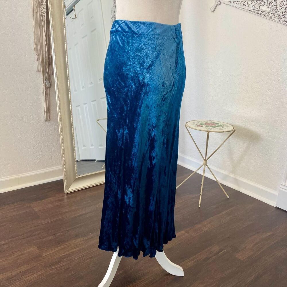 Celestial Whimsygoth Blue Navy Color Gradient Velvet Midi Maxi Skirt XS / S - Picture 5 of 5